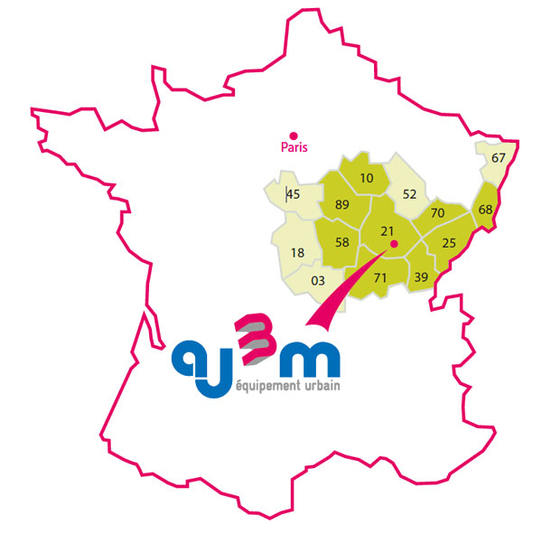 Région Bourgogne Franche-Comté et Grand Est, zone d'intervention AJ3M