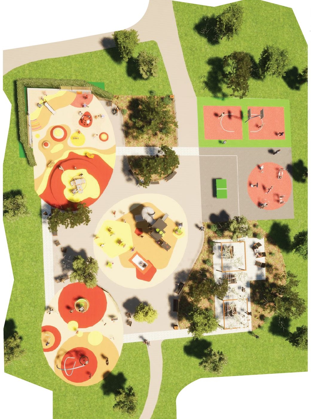 Plan implantation aire de jeux architecte paysagiste